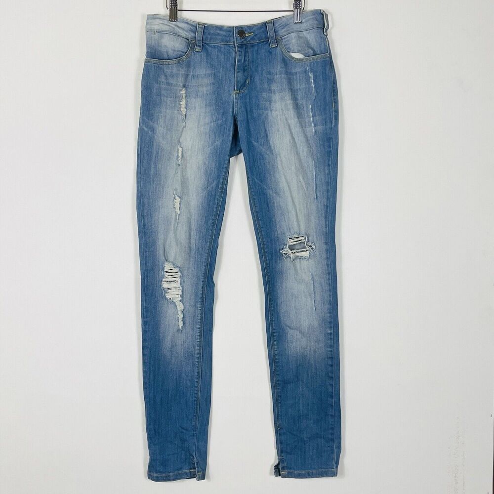 Carlos Miele Light Wash Distressed Destroyed Skinny Jeans Womens 44 Medium Large